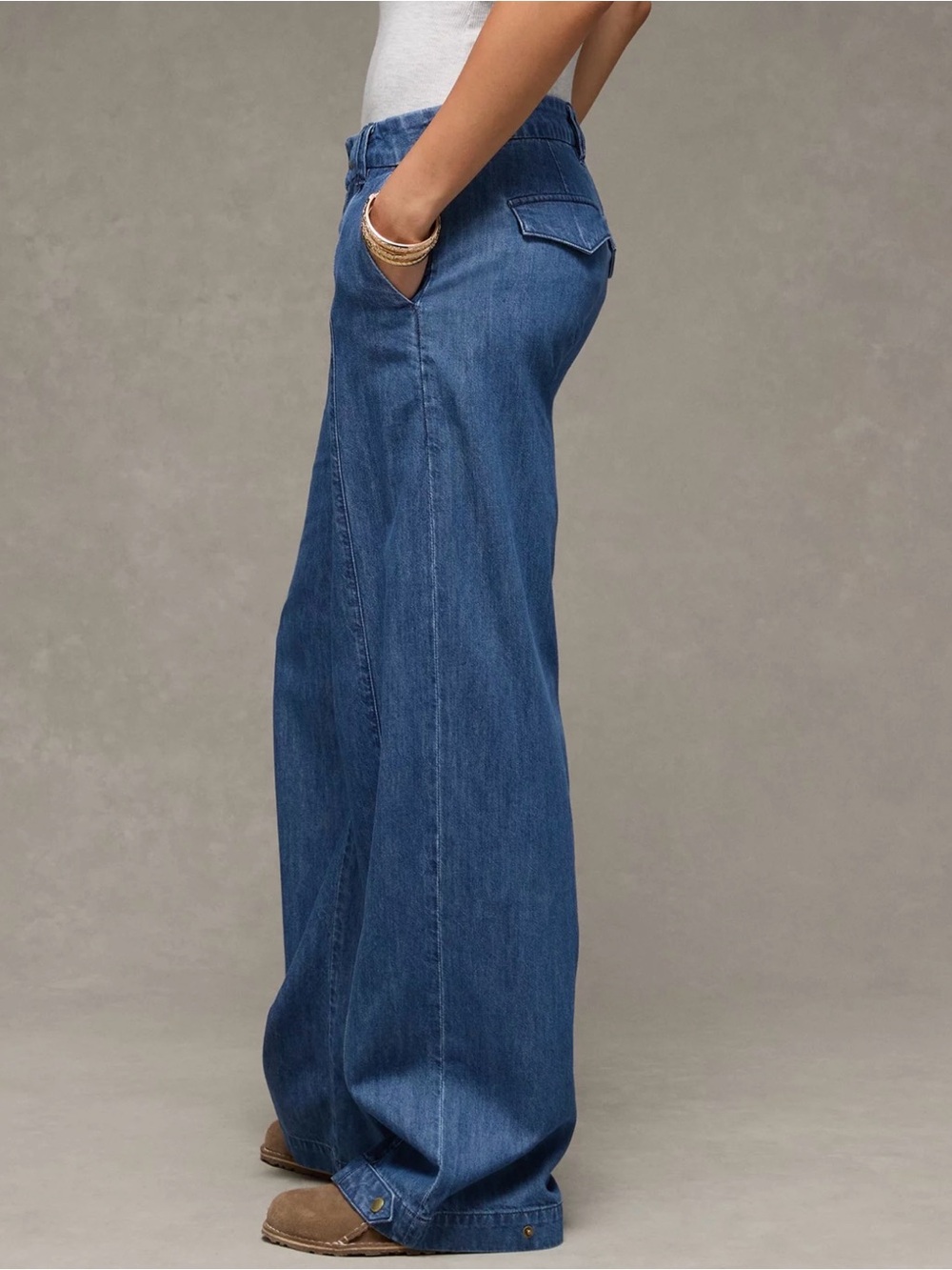 American Eagle Baggy Wide-Leg Trouser Jeans | Size 14 Short - Picture 3 of 15